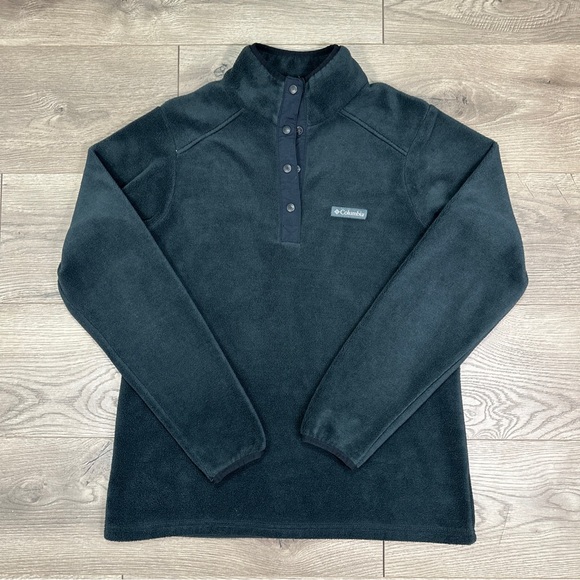 Columbia Fleece Snap T Jacket Black Pullover Logo Outdoor Women’s Size Medium - Picture 2 of 6